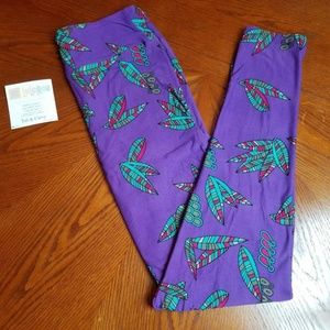 Lularoe TC Legging Plus Tall Curvy Purple Aqua NWT